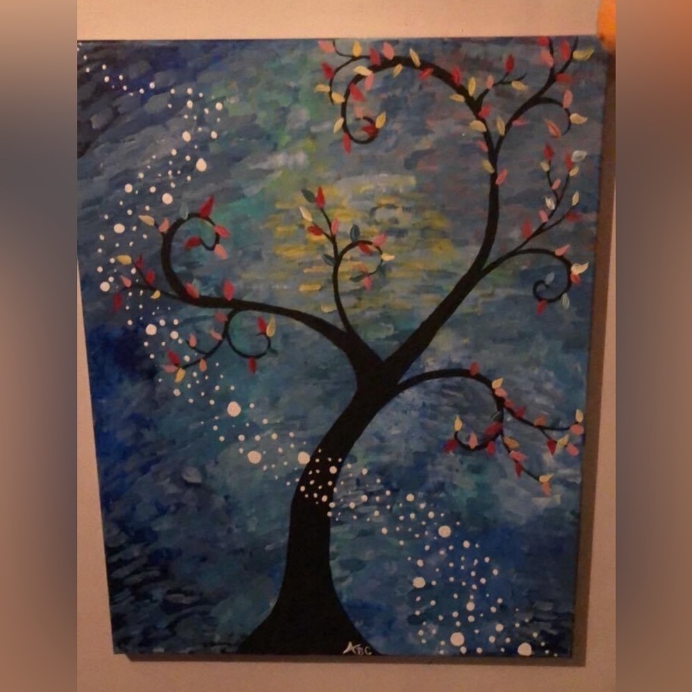 🌲 🪄 MAGIC TREE Painting ON CANVAS  - HANDMADE by ME 🎨